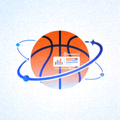 篮球比分网官方Logo - 橙色篮球与深蓝色背景设计